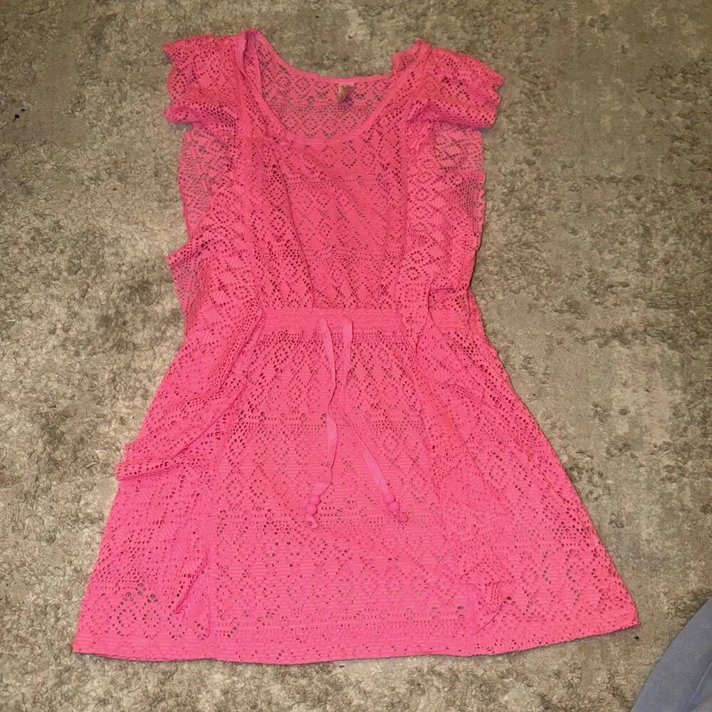 Justice Girls Pink Lace Swimsuit Cover-Up (Pull Over) Size 14